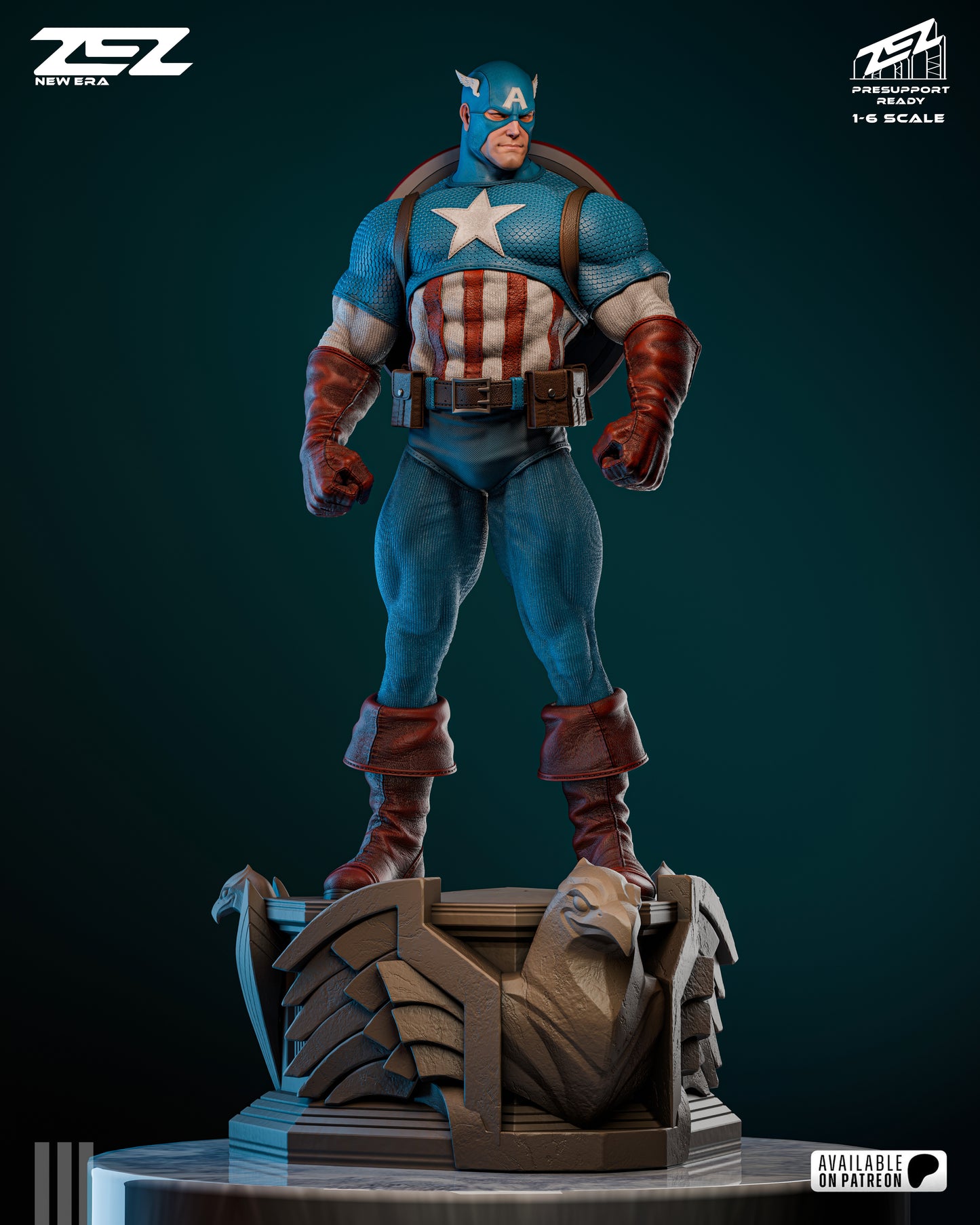 Patriotic Super Soldier Figure – Collectible Hero Statue – Fanart