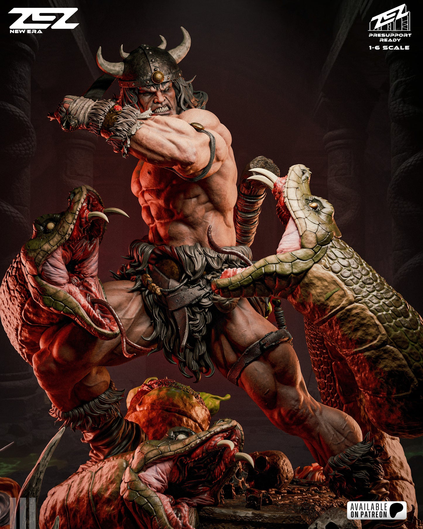 Barbarian Warrior King Figure – Collectible Fantasy Statue – Fanart