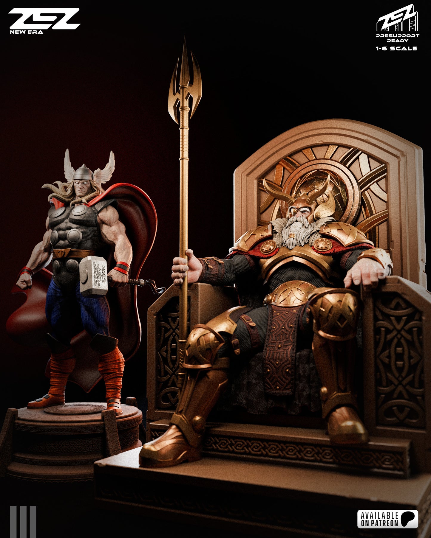 Allfather Throne King Figure – Collectible Fantasy Statue – Fanart