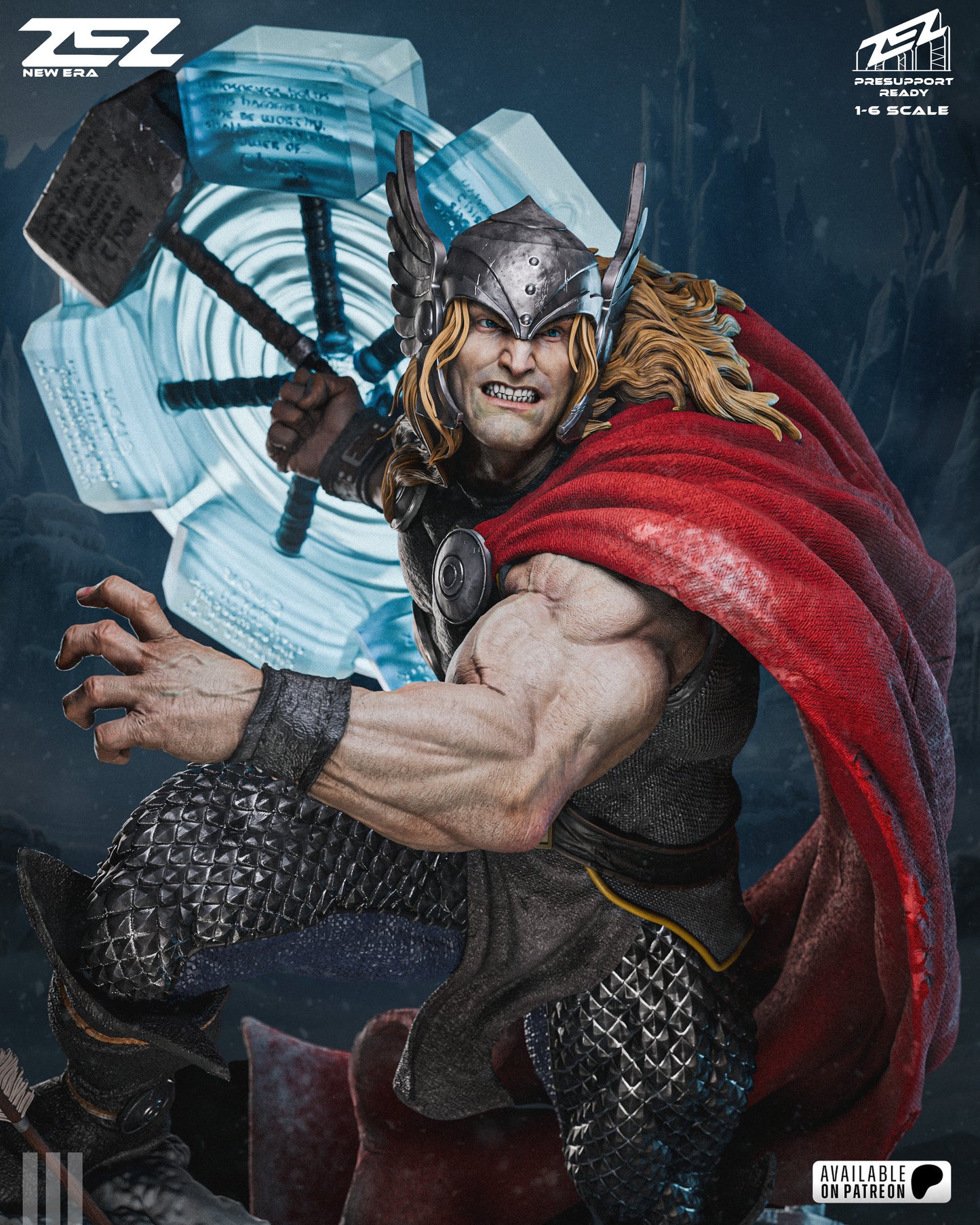 Thunder God Warrior Figure – Collectible Fantasy Statue – Fanart