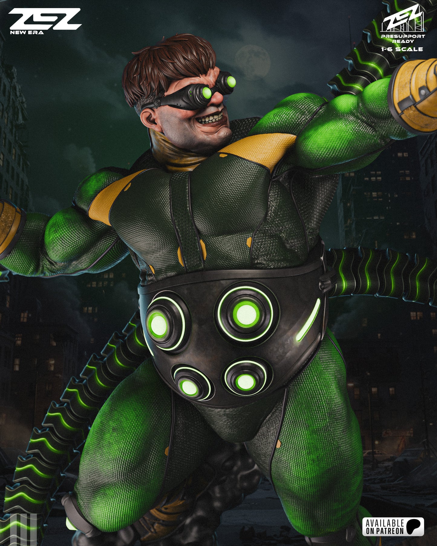 Mechanical Tentacle Scientist Figure – Collectible Villain Statue – Fanart