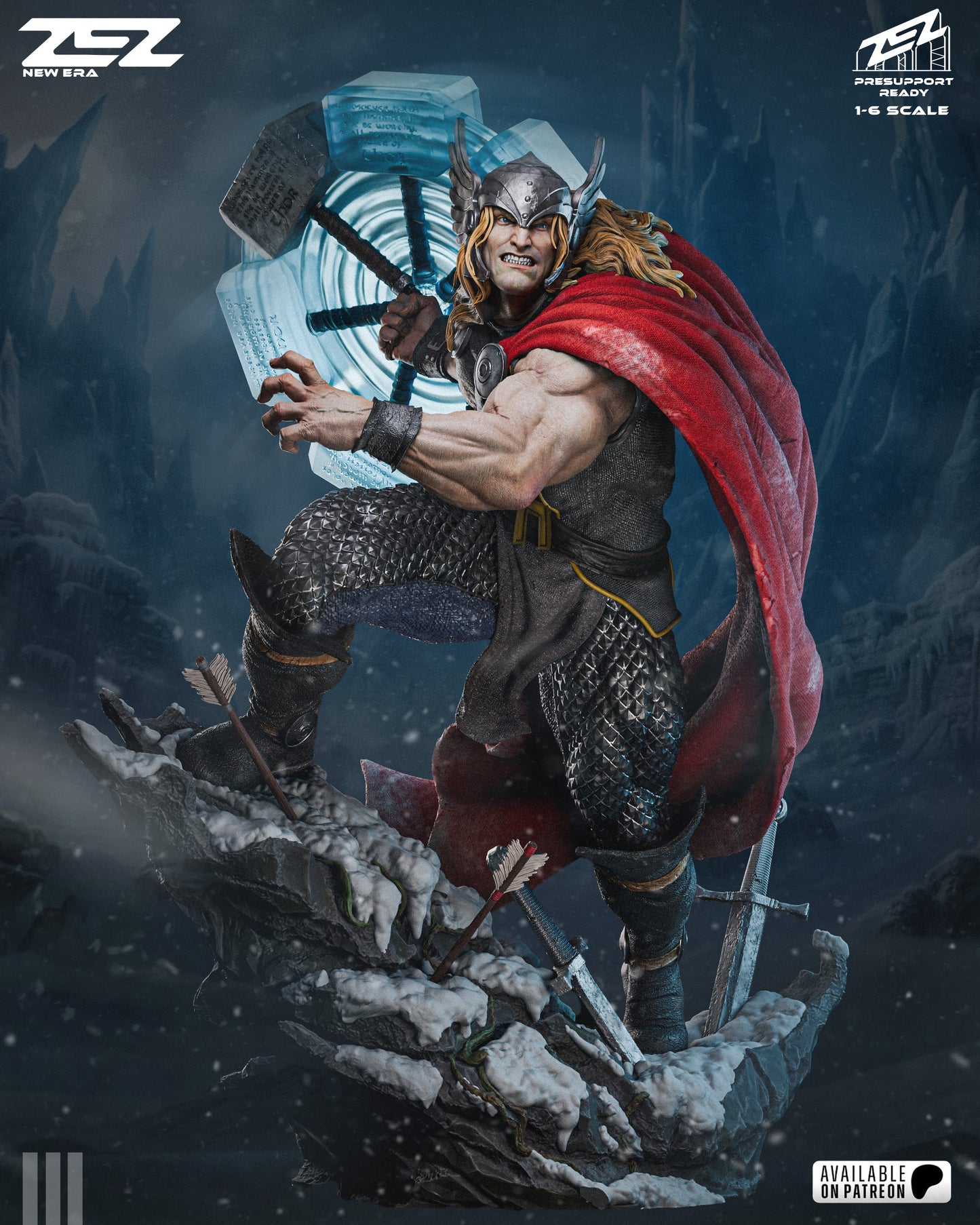 Thunder God Warrior Figure – Collectible Fantasy Statue – Fanart