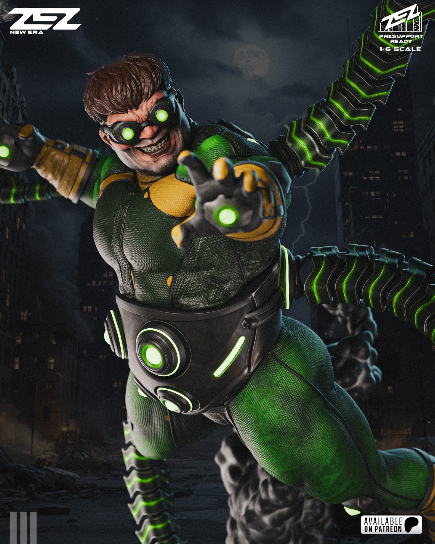 Mechanical Tentacle Scientist Figure – Collectible Villain Statue – Fanart