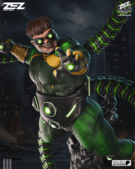 Mechanical Tentacle Scientist Figure – Collectible Villain Statue – Fanart