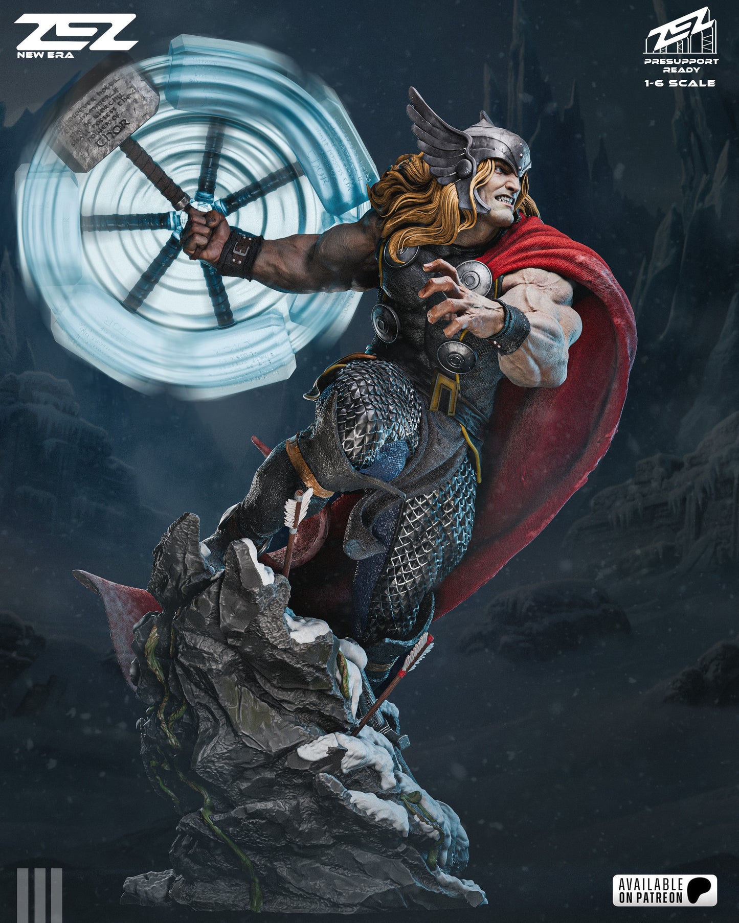 Thunder God Warrior Figure – Collectible Fantasy Statue – Fanart