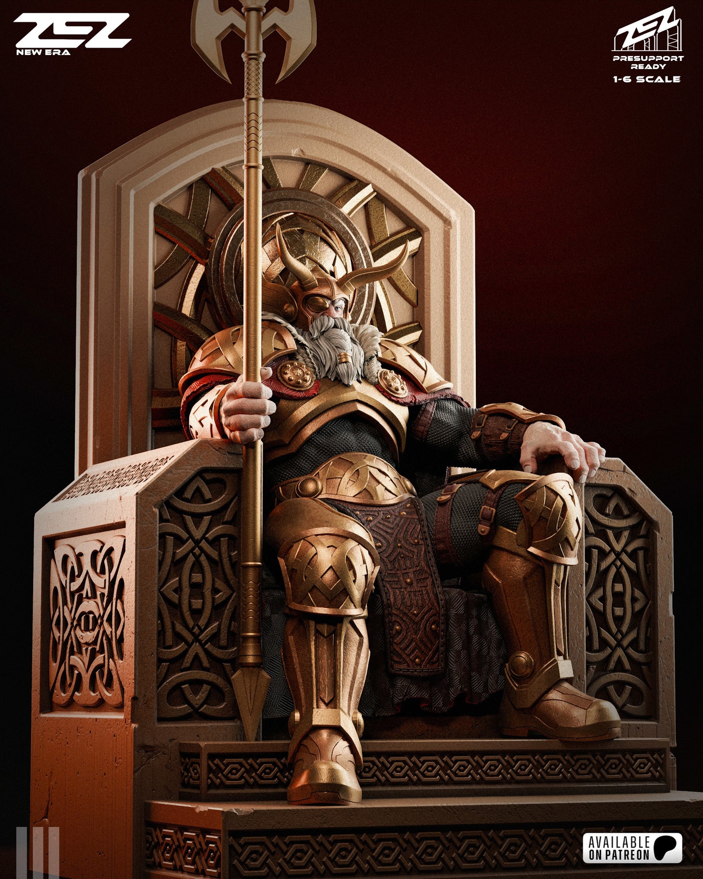 Allfather Throne King Figure – Collectible Fantasy Statue – Fanart