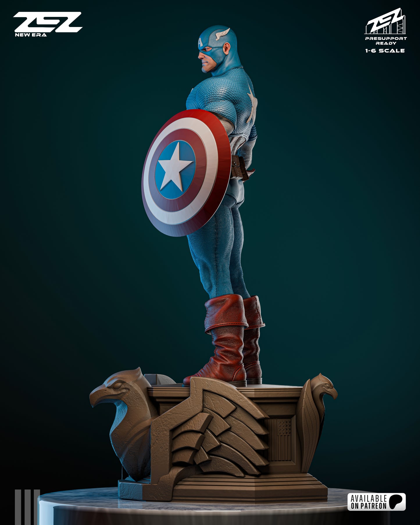 Patriotic Super Soldier Figure – Collectible Hero Statue – Fanart