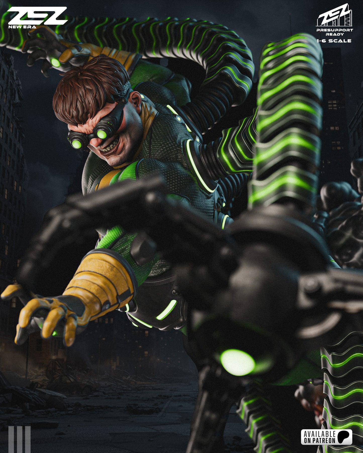 Mechanical Tentacle Scientist Figure – Collectible Villain Statue – Fanart