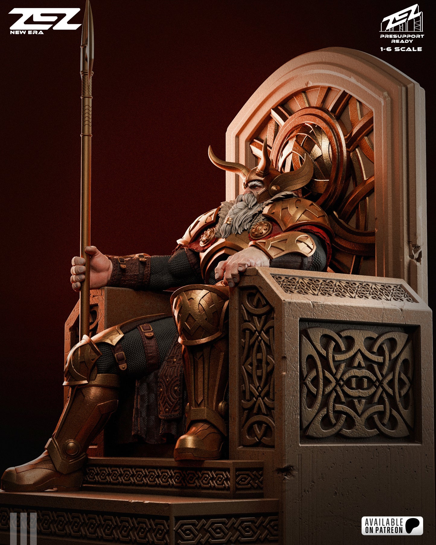 Allfather Throne King Figure – Collectible Fantasy Statue – Fanart