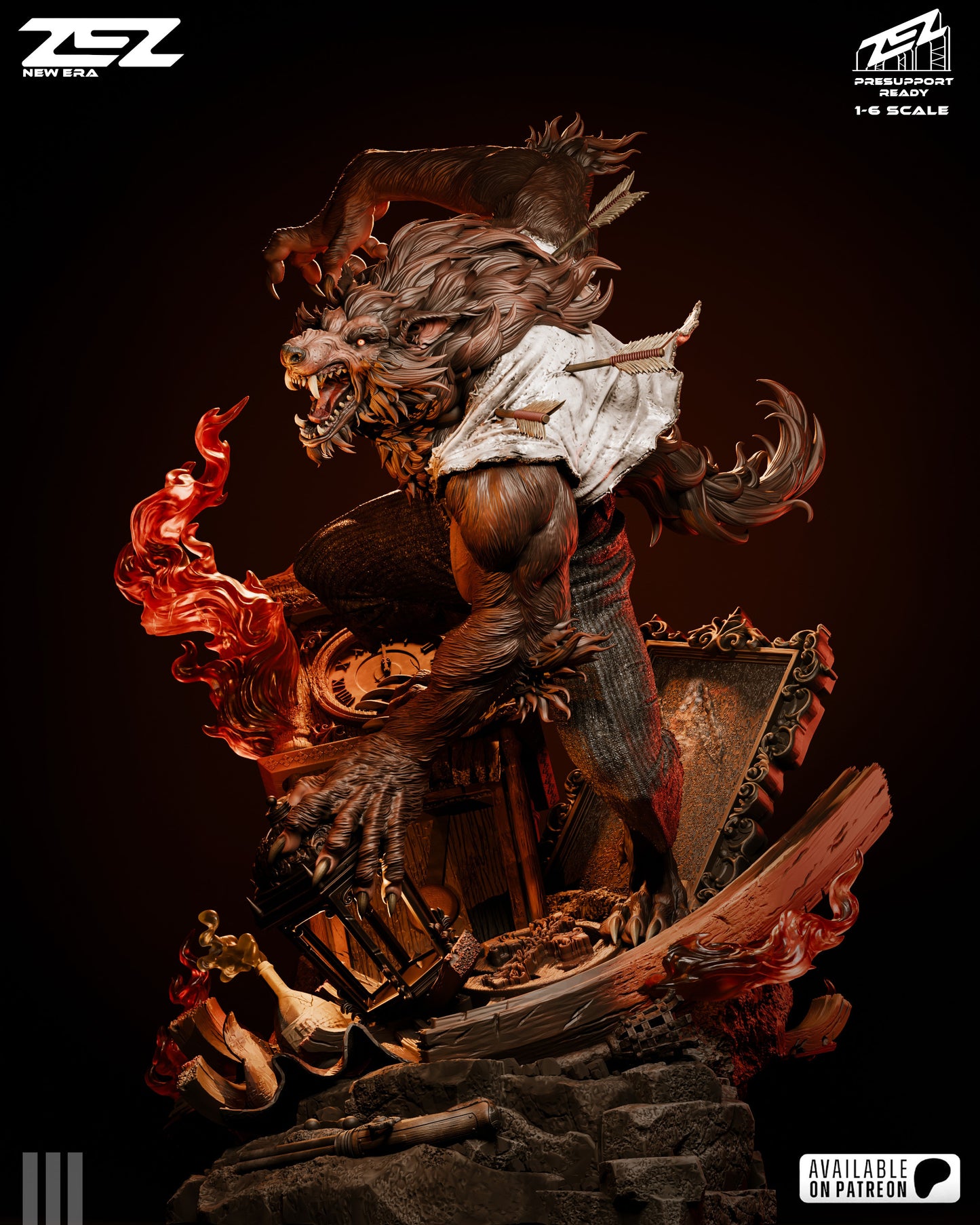 Moon Werewolf Beast Figure – Collectible Horror Statue – Fanart
