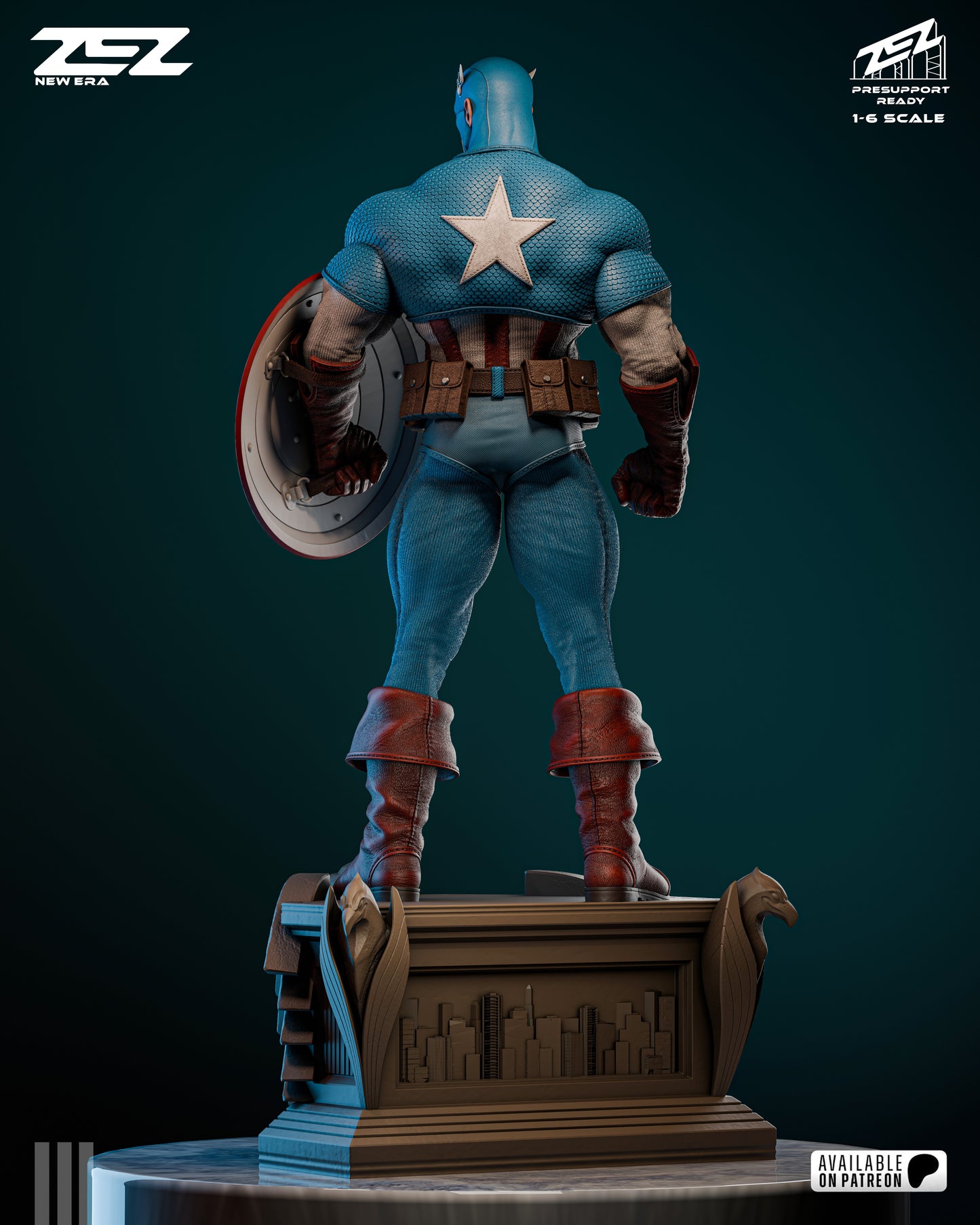 Patriotic Super Soldier Figure – Collectible Hero Statue – Fanart
