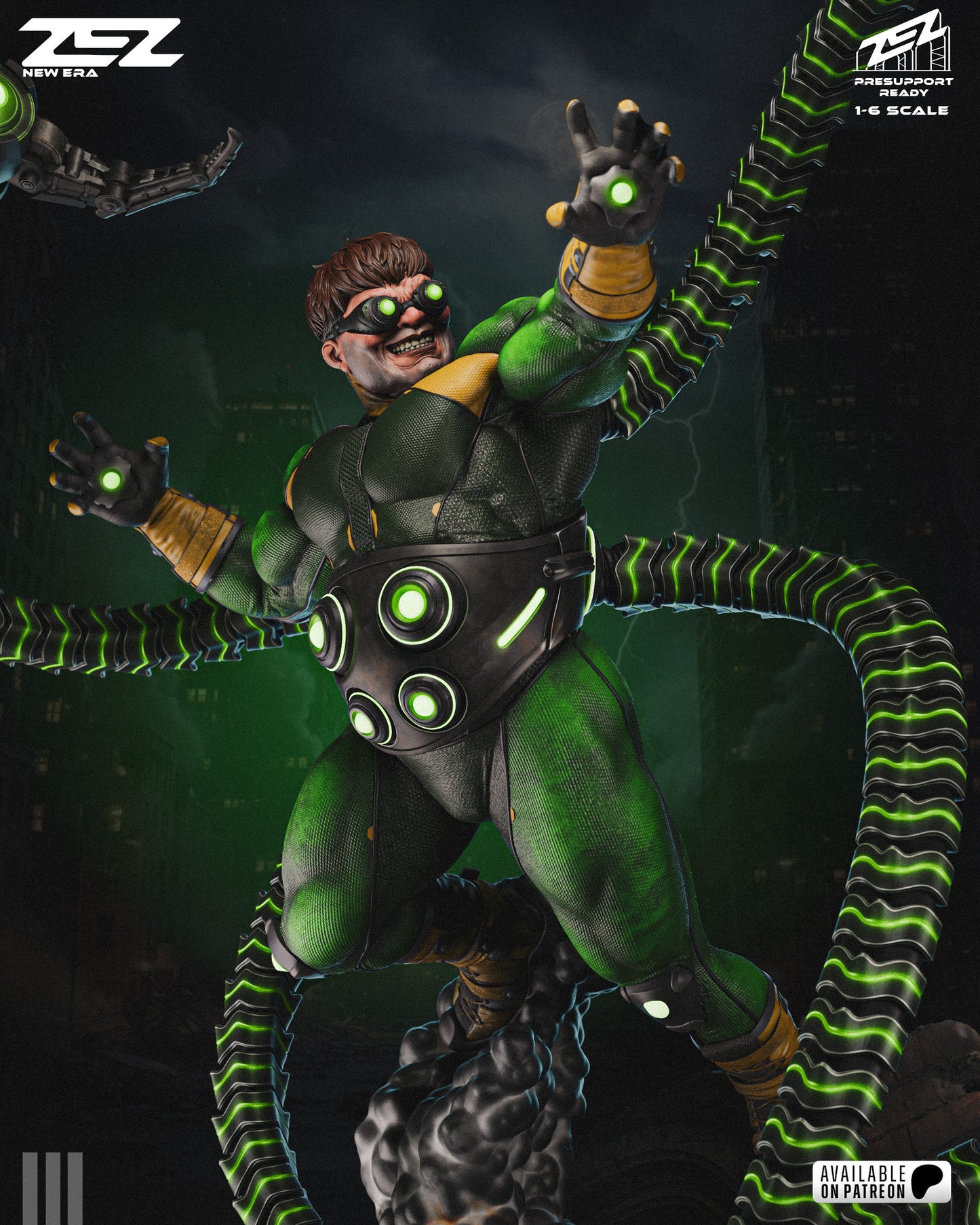 Mechanical Tentacle Scientist Figure – Collectible Villain Statue – Fanart