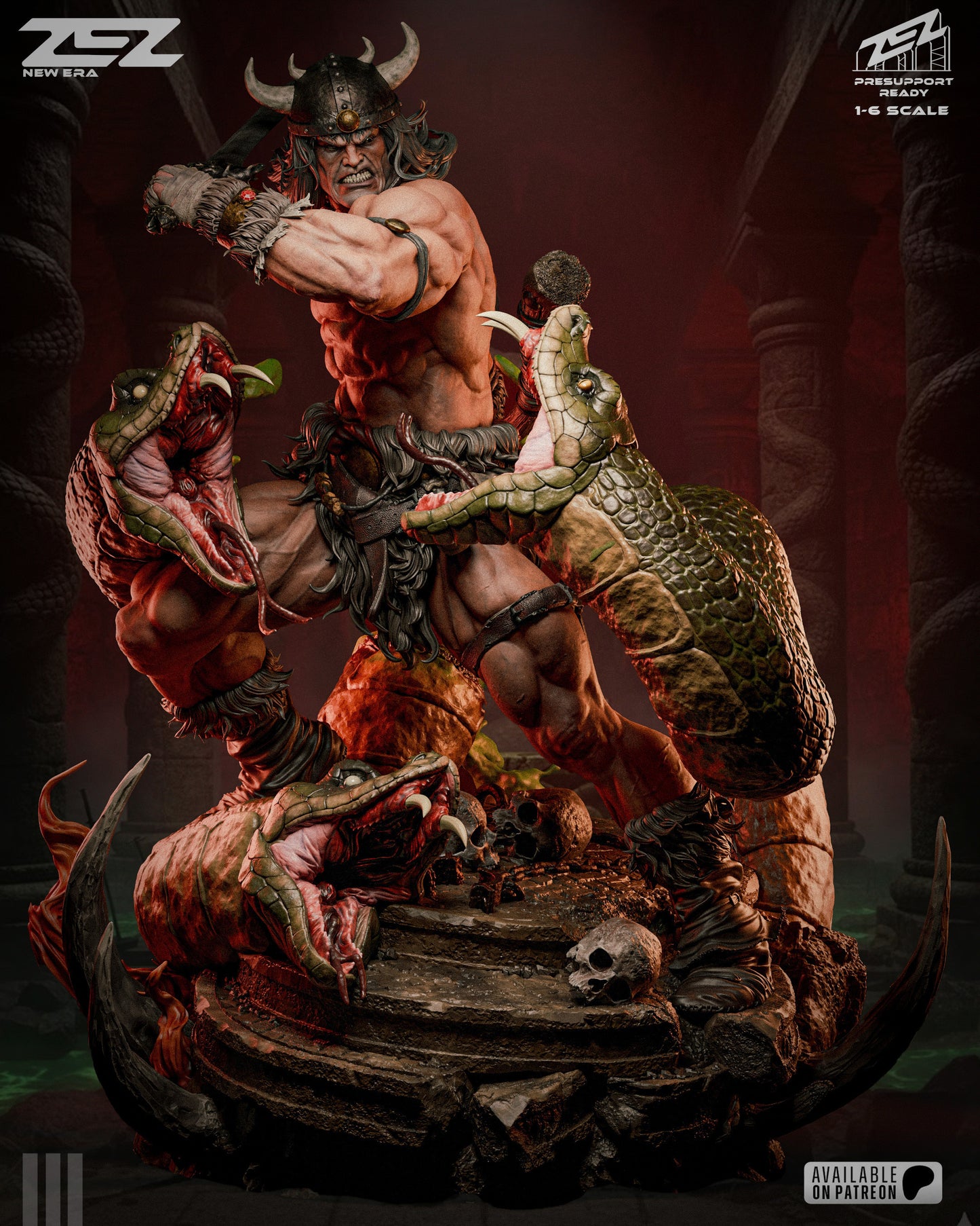 Barbarian Warrior King Figure – Collectible Fantasy Statue – Fanart
