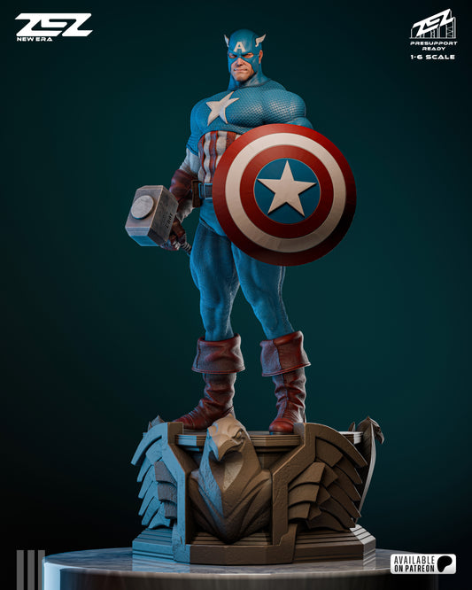Patriotic Super Soldier Figure – Collectible Hero Statue – Fanart