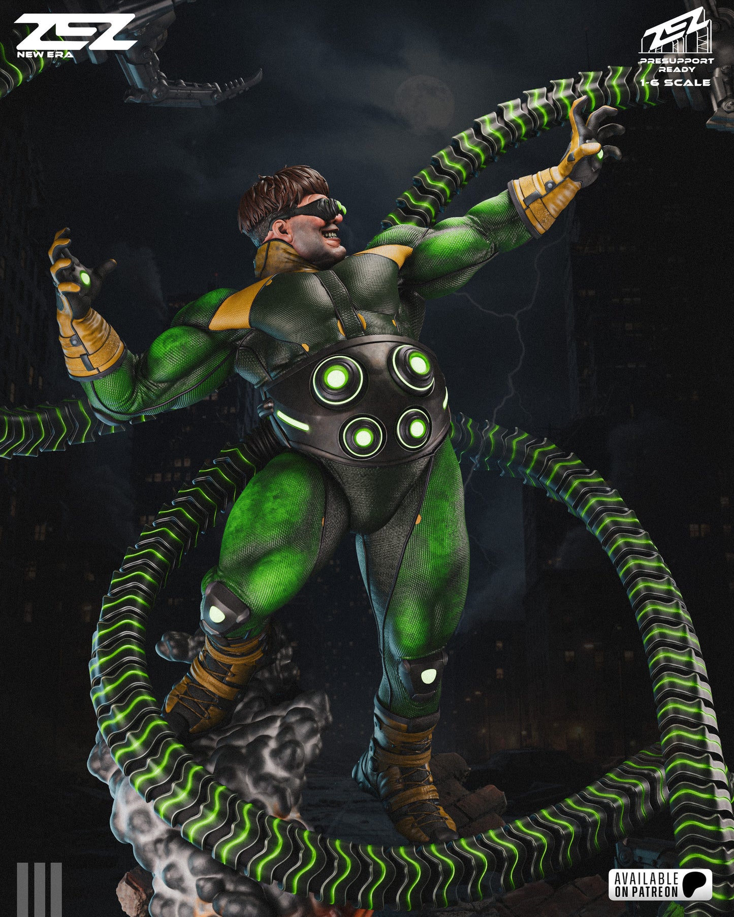 Mechanical Tentacle Scientist Figure – Collectible Villain Statue – Fanart