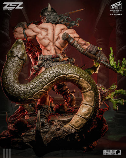 Barbarian Warrior King Figure – Collectible Fantasy Statue – Fanart