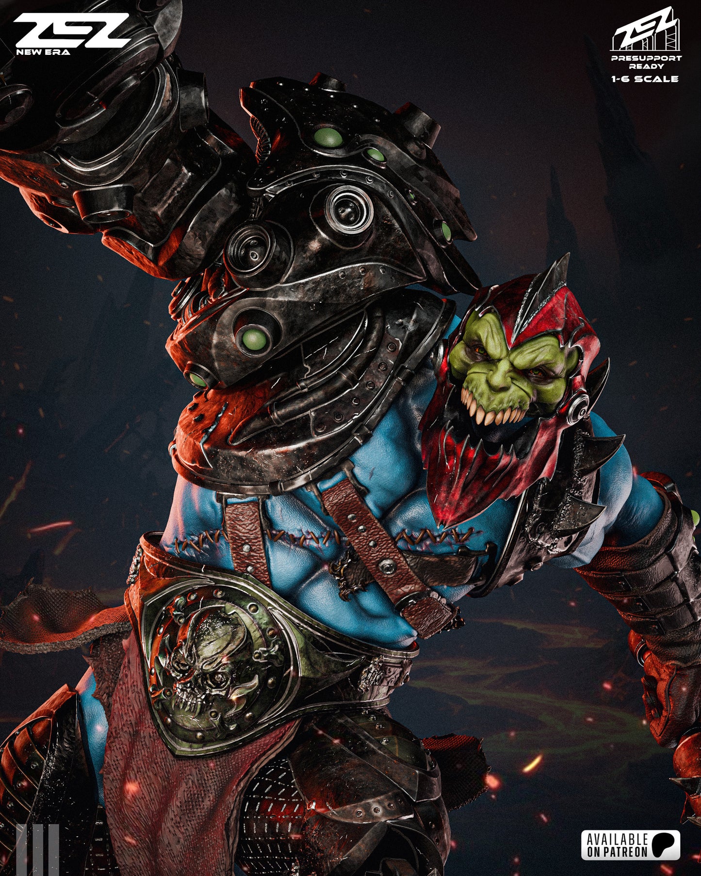 Cyber Jaw Warlord Figure – Collectible Fantasy Statue – Fanart