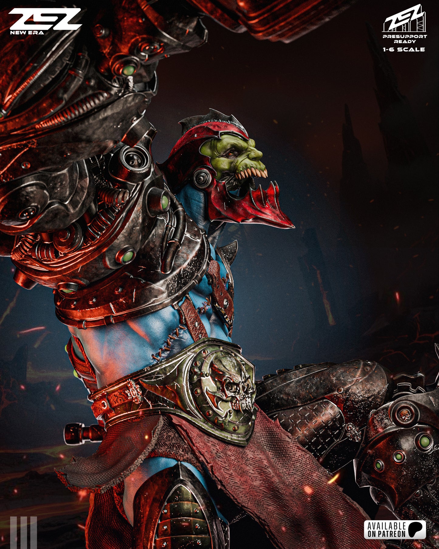 Cyber Jaw Warlord Figure – Collectible Fantasy Statue – Fanart
