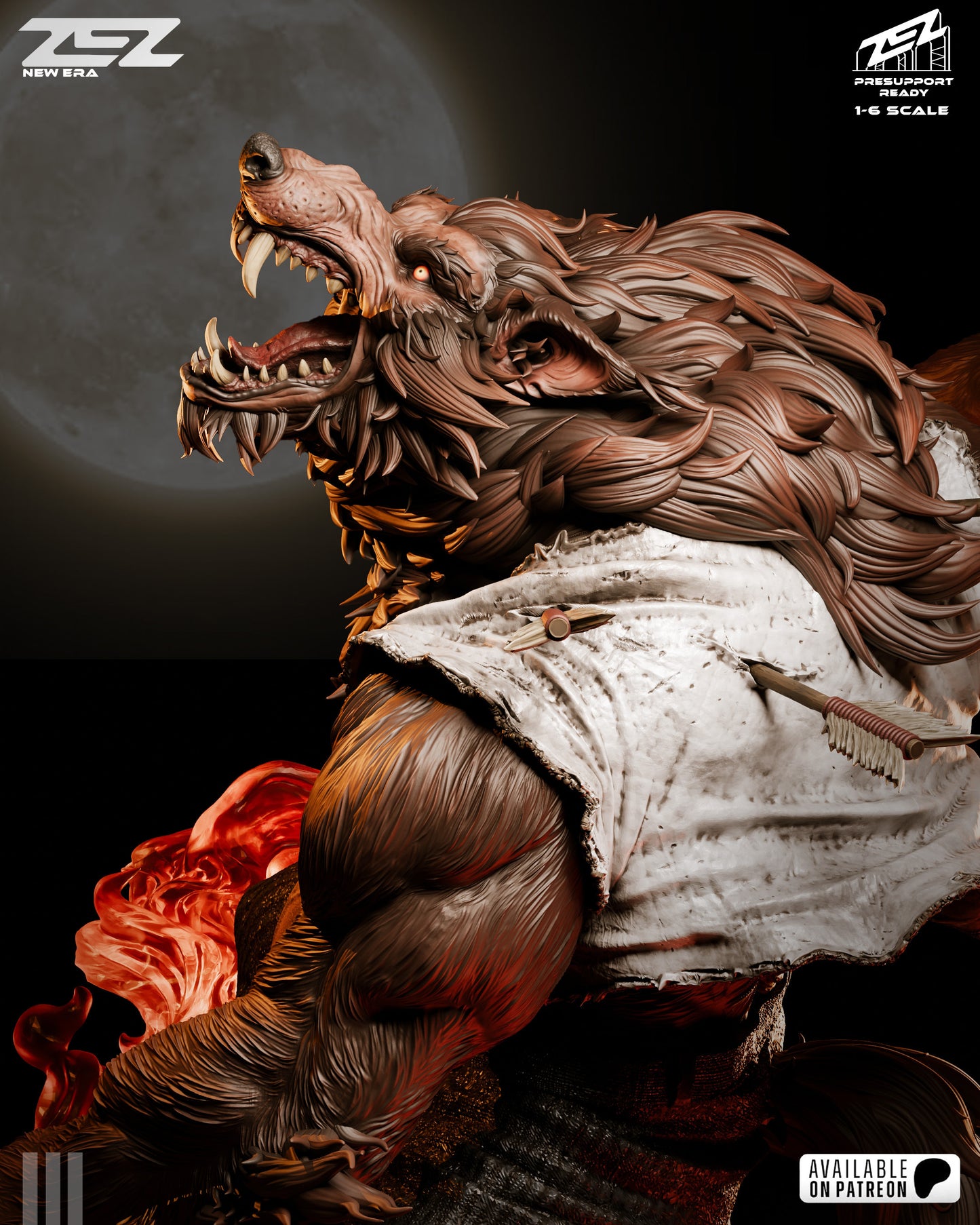 Moon Werewolf Beast Figure – Collectible Horror Statue – Fanart