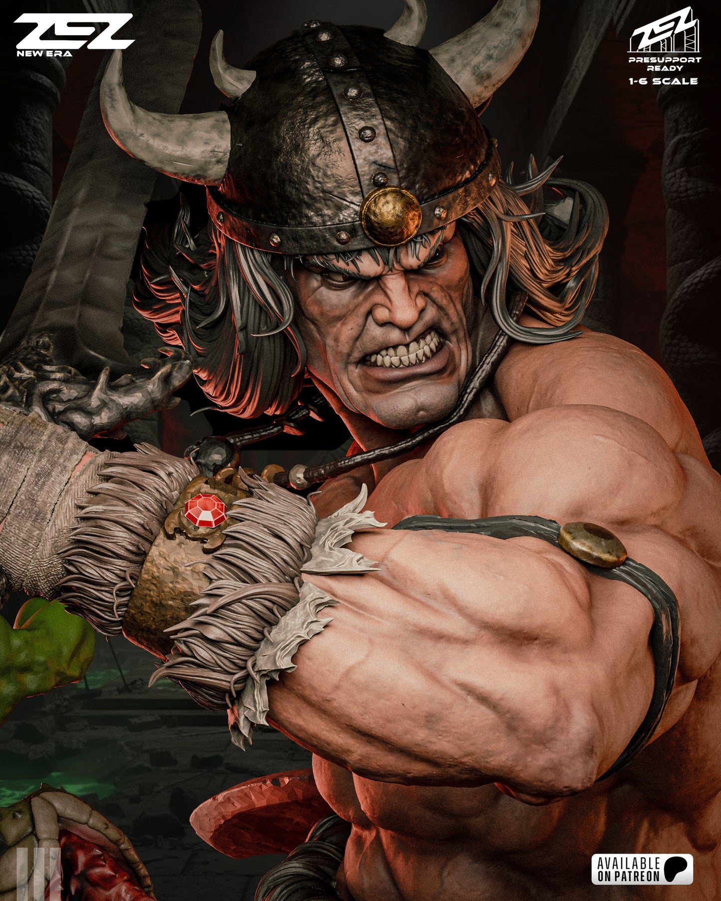 Barbarian Warrior King Figure – Collectible Fantasy Statue – Fanart