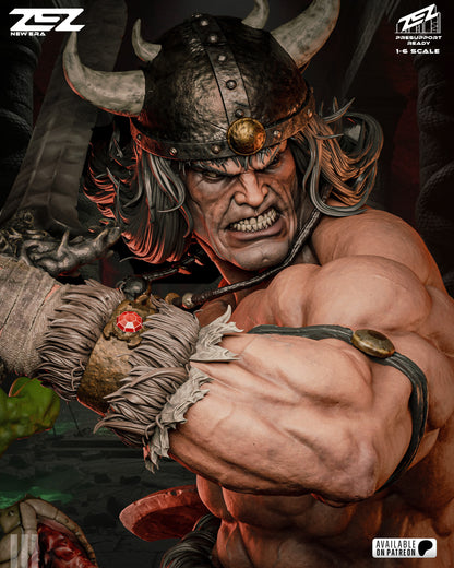 Barbarian Warrior King Figure – Collectible Fantasy Statue – Fanart