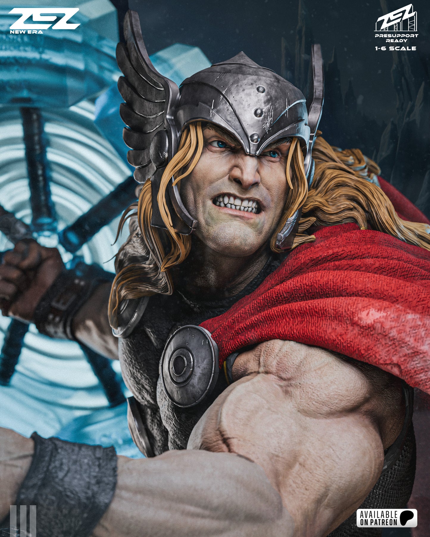 Thunder God Warrior Figure – Collectible Fantasy Statue – Fanart