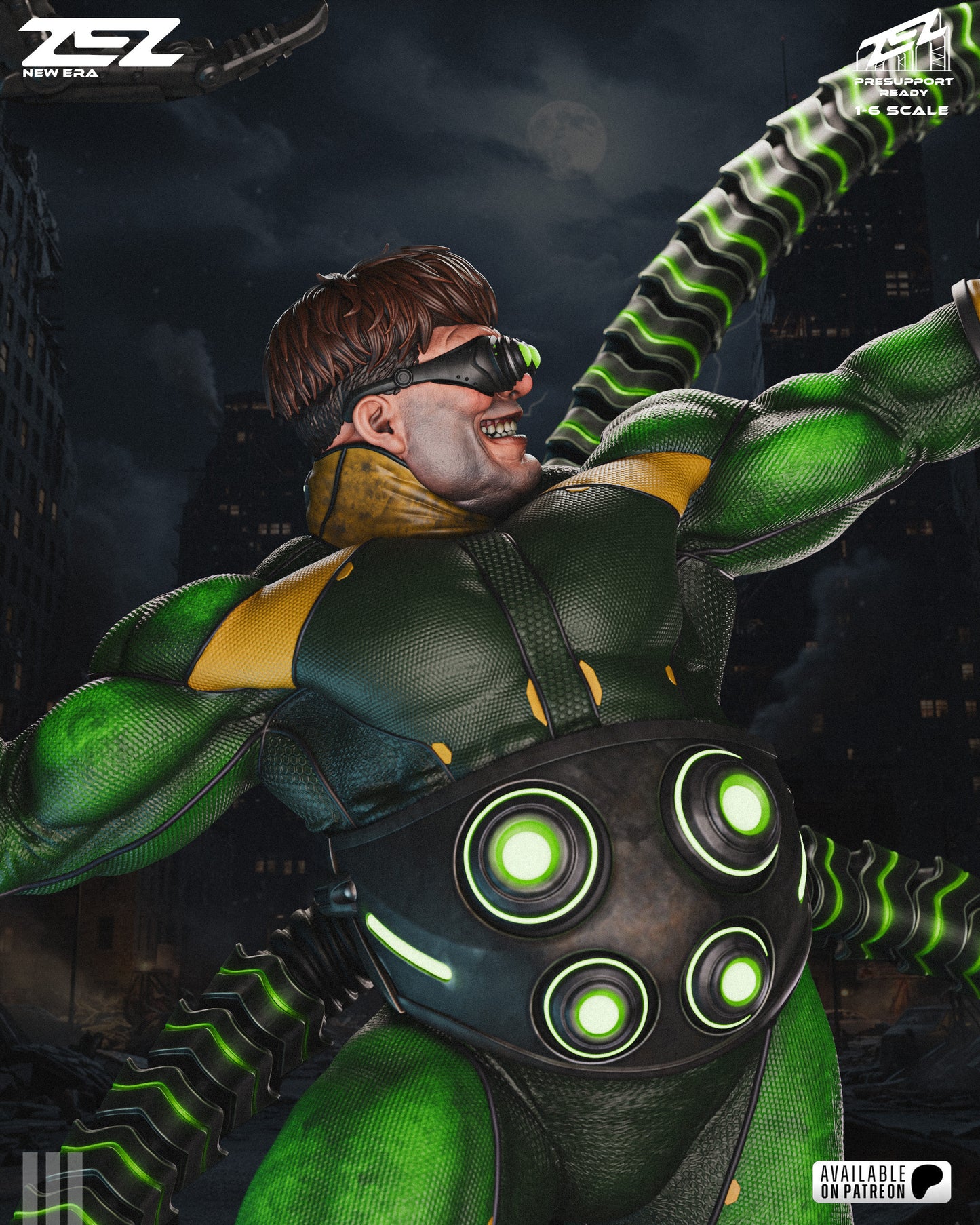 Mechanical Tentacle Scientist Figure – Collectible Villain Statue – Fanart