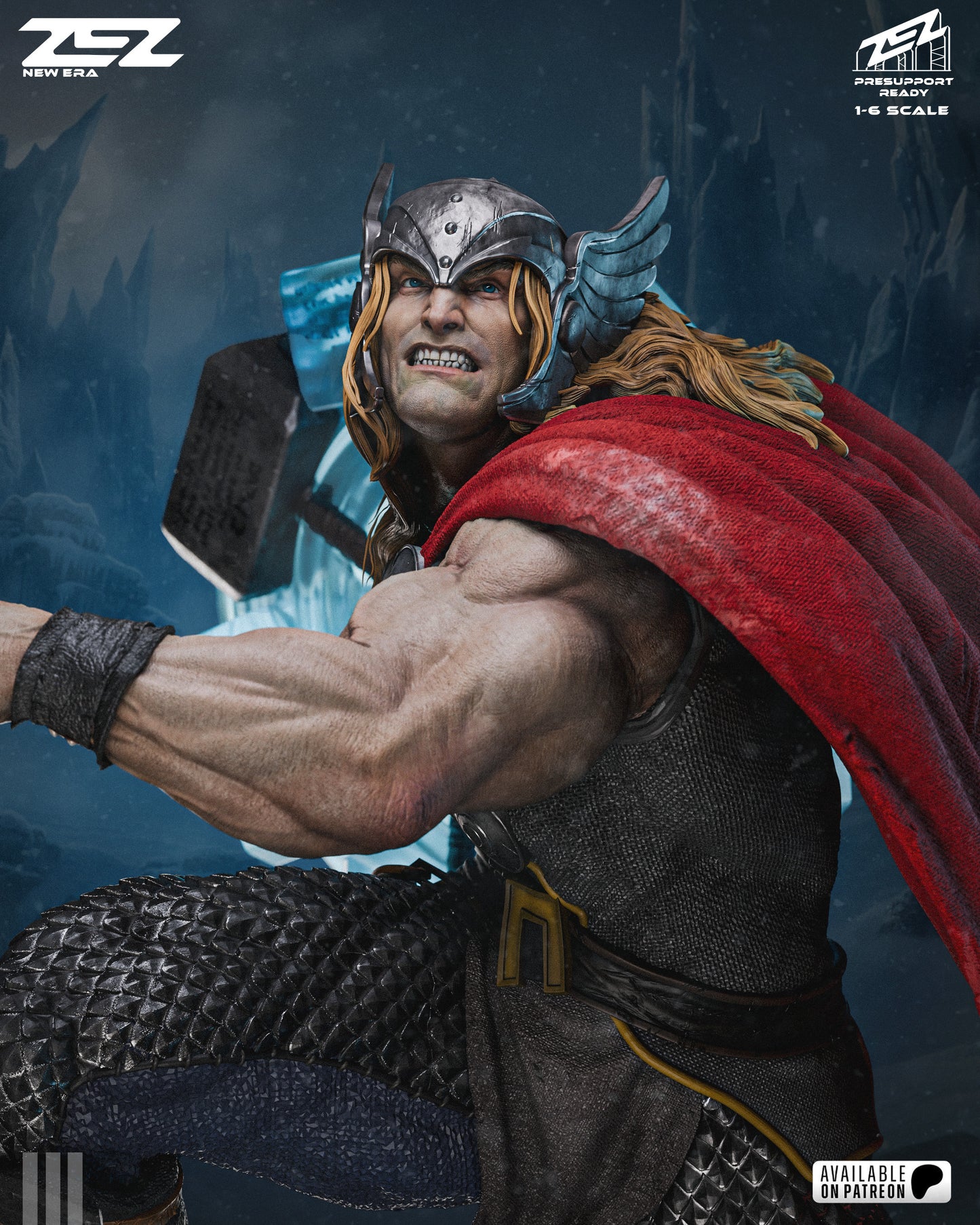 Thunder God Warrior Figure – Collectible Fantasy Statue – Fanart
