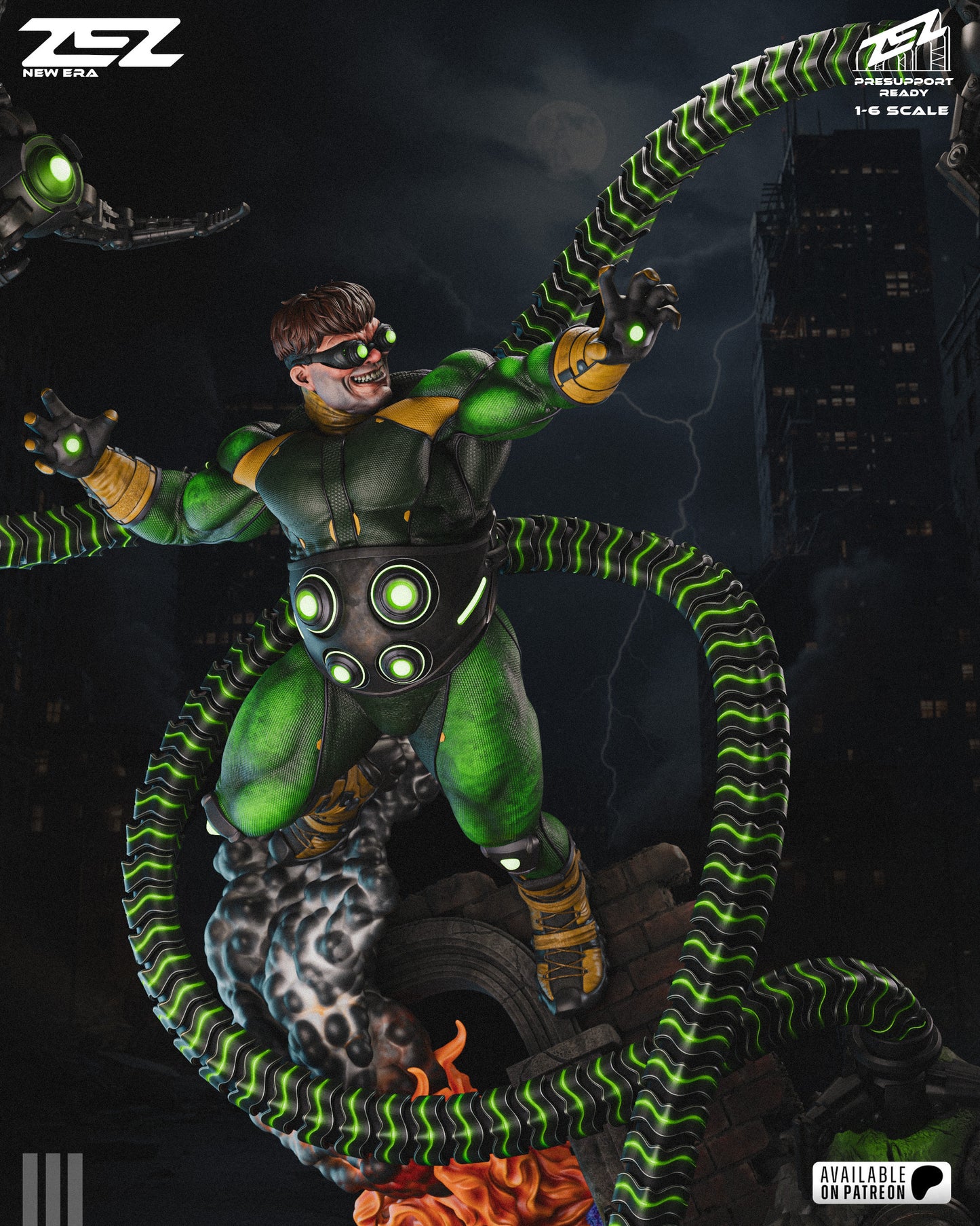 Mechanical Tentacle Scientist Figure – Collectible Villain Statue – Fanart