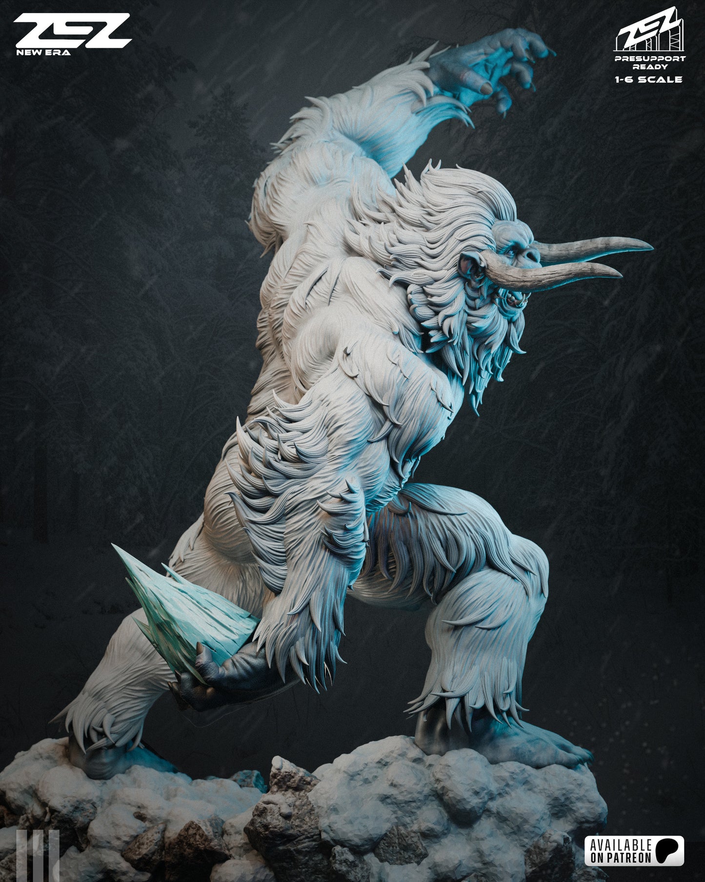 Frozen Mountain Beast Figure – Collectible Fantasy Statue – Fanart