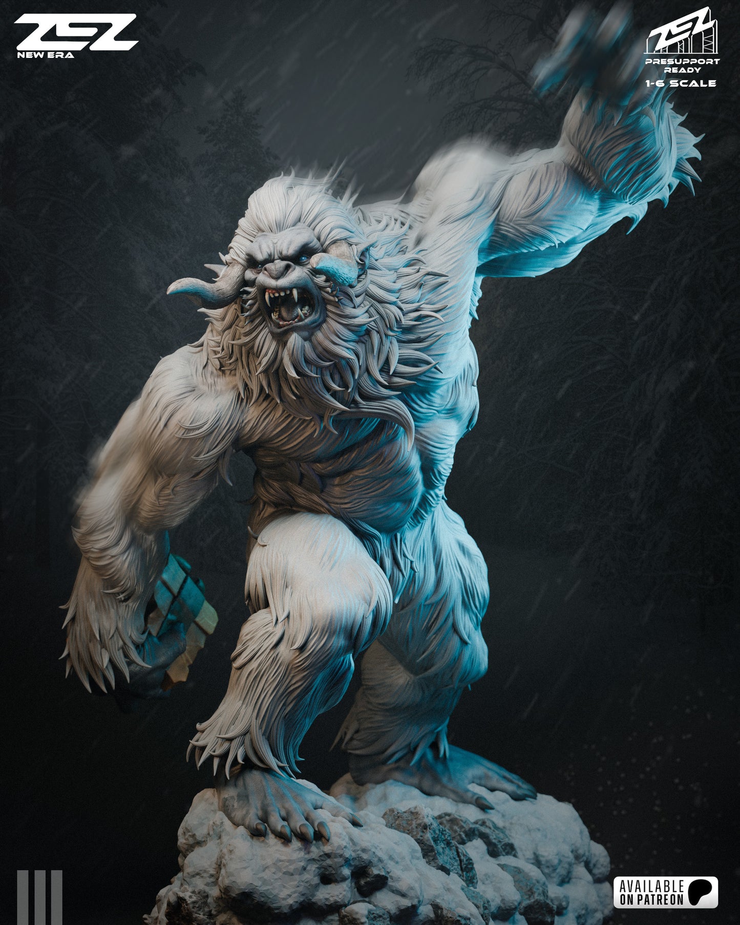 Frozen Mountain Beast Figure – Collectible Fantasy Statue – Fanart