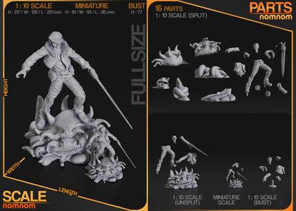 Lone Wolf Hero  Fanart Statue | Handmade JRPG Collectible