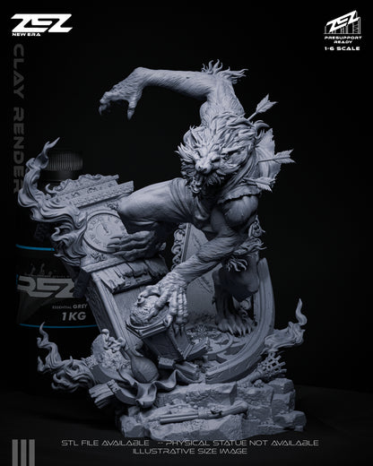Moon Werewolf Beast Figure – Collectible Horror Statue – Fanart