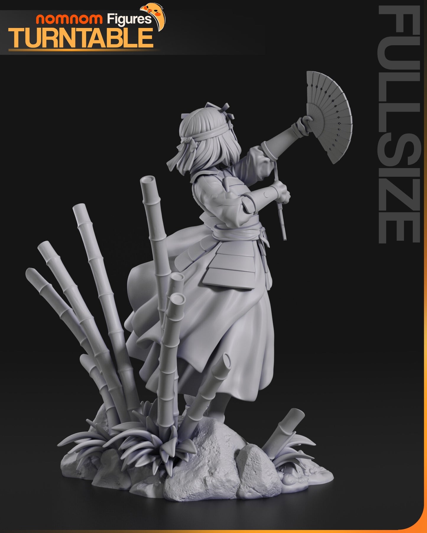Hand Fan Warrior Figure – Collectible Fantasy Statue – Fanart