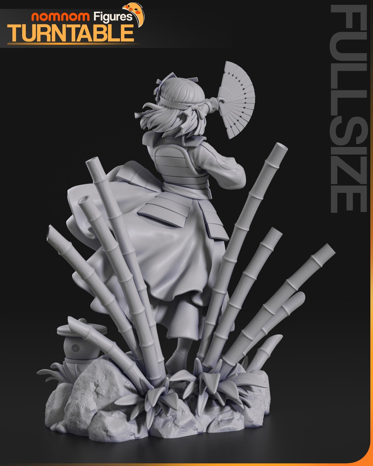 Hand Fan Warrior Figure – Collectible Fantasy Statue – Fanart