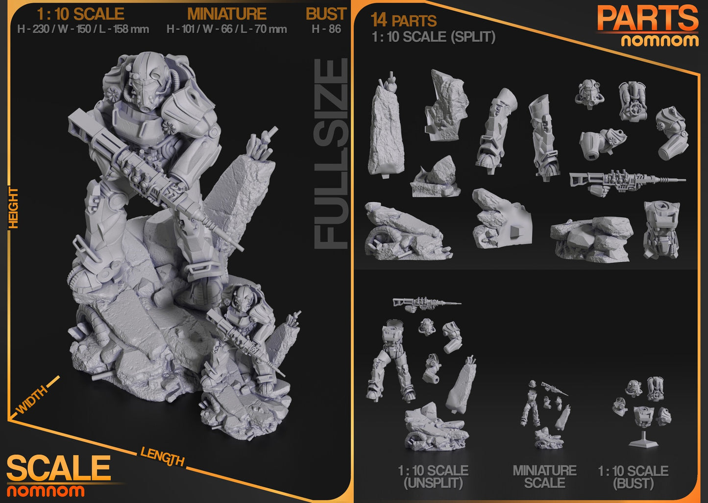 Heavy Power Armor Warrior Figure – Collectible Sci-Fi Statue – Fanart