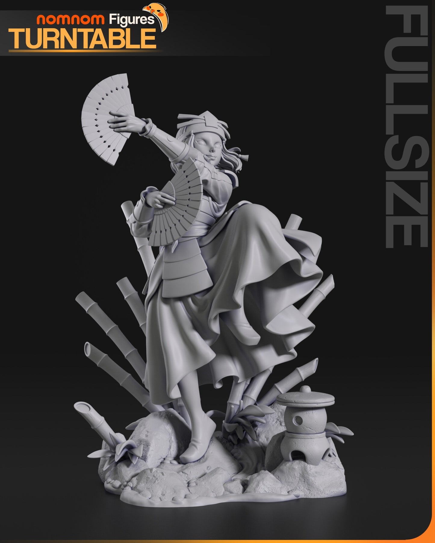 Hand Fan Warrior Figure – Collectible Fantasy Statue – Fanart